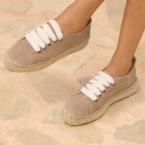 NEW Manebi Hamptons Tan Beige Suede Espadrille Sneakers 8
